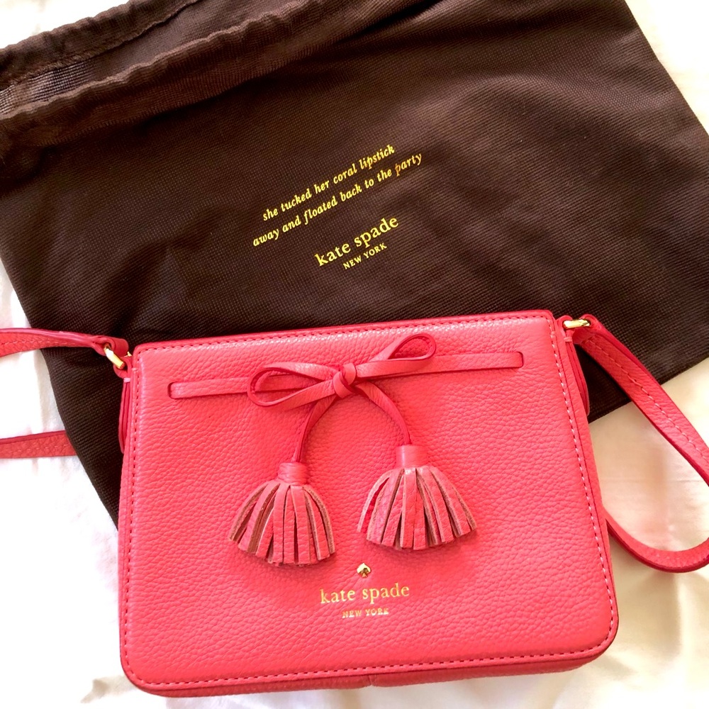 Kate Spade Tassel Bow Crossbody Purse Coral